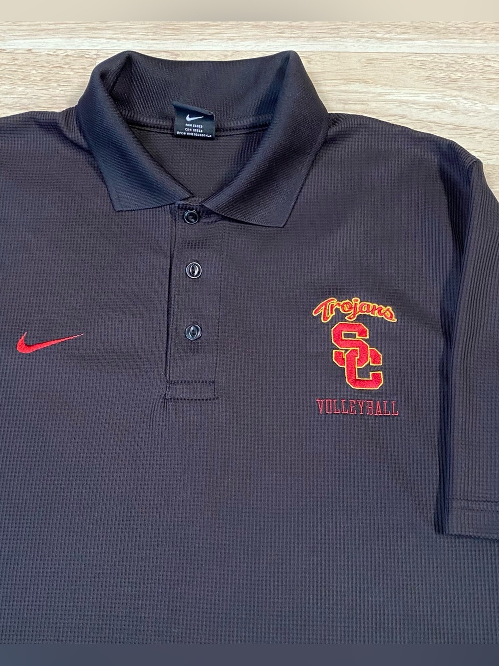 Vintage Nike USC Trojans Polo Mens L Black SC Volleyball Short Sleeve Golf Shirt